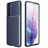 Elfia Samsung Galaxy S21 FE ile Uyumlu Kılıf Silikon Karbon İnce Esnek Lens Korumalı Tarz Mat Parmak İzi Bırakmayan Kapak Negro Lacivert