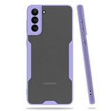 Elfia Samsung Galaxy S21 Plus ile Uyumlu Silikon Kılıf Şeffaf Kamera Lens Korumalı Yumuşak İnce Kapak Parfen Mor