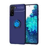 Elfia Samsung Galaxy S21 Plus ile Uyumlu Silikon Yüzük Standlı Mıknatıslı Kılıf, Ravel Mavi