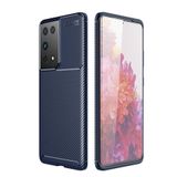 Elfia Samsung Galaxy S21 Ultra ile Uyumlu Kılıf Silikon Karbon İnce Esnek Lens Korumalı Tarz Mat Parmak İzi Bırakmayan Kapak Negro Lacivert