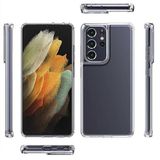 Elfia Samsung Galaxy S21 Ultra ile Uyumlu Şeffaf Sert Silikon Darbe ve Kamera Lens Korumalı Tank Kılıf, Coss Renksiz