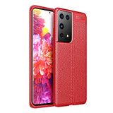 Elfia Samsung Galaxy S21 Ultra ile Uyumlu Silikon Deri Gör Auto Focus Kılıf, Kırmızı