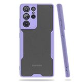 Elfia Samsung Galaxy S21 Ultra ile Uyumlu Silikon Kılıf Şeffaf Kamera Lens Korumalı Yumuşak İnce Kapak Parfen Mor