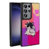Elfia Samsung Galaxy S22 Ultra ile Uyumlu Kamera Lens Korumalı Parlak Kabartma Desen Figürlü Silikon Kılıf, Amas Mor