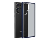 Elfia Samsung Galaxy S22 Ultra ile Uyumlu Köşeleri Darbe Korumalı Airbag Arka Kısım Buzlu Tarz Kılıf, Volks Lacivert