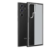 Elfia Samsung Galaxy S22 Ultra ile Uyumlu Köşeleri Darbe Korumalı Airbag Arka Kısım Buzlu Tarz Kılıf, Volks Siyah
