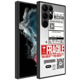 Elfia Samsung Galaxy S22 Ultra ile Uyumlu Parlak Desenli Kamera Korumalı Kılıf, Fragile