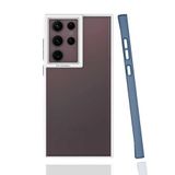 Elfia Samsung Galaxy S22 Ultra ile Uyumlu Silikon Mat Renk Kenarlı Kamera Lens Korumalı Kılıf, Mima Lacivert