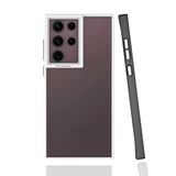 Elfia Samsung Galaxy S22 Ultra ile Uyumlu Silikon Mat Renk Kenarlı Kamera Lens Korumalı Kılıf, Mima Siyah