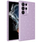 Elfia Samsung Galaxy S22 Ultra ile Uyumlu Silikon Simli Kamera Korumalı Kılıf, Coton Lila