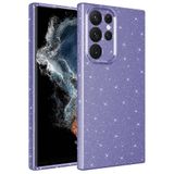 Elfia Samsung Galaxy S22 Ultra ile Uyumlu Silikon Simli Kamera Korumalı Kılıf, Coton Mor