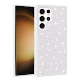 Elfia Samsung Galaxy S22 Ultra ile Uyumlu Taşlı Kamera Lens Korumalı Silikon Kılıf, Pırla Beyaz