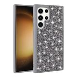 Elfia Samsung Galaxy S22 Ultra ile Uyumlu Taşlı Kamera Lens Korumalı Silikon Kılıf, Pırla Gri