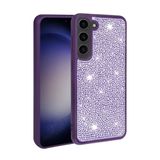 Elfia Samsung Galaxy S23 Plus ile Uyumlu Parlak Taşlı Kamera Korumalı Silikon Kılıf, Ston Derin Mor
