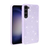 Elfia Samsung Galaxy S23 Plus ile Uyumlu Parlak Taşlı Kamera Korumalı Silikon Kılıf, Ston Lila
