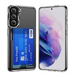Elfia Samsung Galaxy S23 Plus ile Uyumlu Şeffaf Kamera Lens Korumalı Kart Bölmeli Sert Silikon Kılıf, Ensa Renksiz