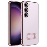 Elfia Samsung Galaxy S23 Plus ile Uyumlu Şeffaf Silikon Kamera Korumalı Kılıf, Omega Rose Gold