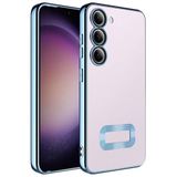 Elfia Samsung Galaxy S23 Plus ile Uyumlu Şeffaf Silikon Kamera Korumalı Kılıf, Omega Sierra Mavi
