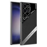 Elfia Samsung Galaxy S23 Ultra ile Uyumlu Kamera Korumalı İnce Sert Kılıf, Siyah Karbon