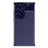 Elfia Samsung Galaxy S23 Ultra ile Uyumlu Kılıf Silikon Karbon İnce Esnek Lens Korumalı Tarz Mat Parmak İzi Bırakmayan Kapak Negro Lacivert