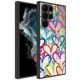 Elfia Samsung Galaxy S23 Ultra ile Uyumlu Parlak Desenli Kamera Korumalı Kılıf, Kalp
