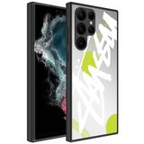 Elfia Samsung Galaxy S23 Ultra ile Uyumlu Parlak Desenli Kamera Korumalı Kılıf, Yazı