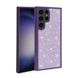 Elfia Samsung Galaxy S23 Ultra ile Uyumlu Parlak Taşlı Kamera Korumalı Silikon Kılıf, Ston Derin Mor