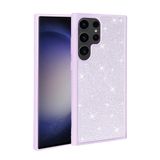 Elfia Samsung Galaxy S23 Ultra ile Uyumlu Parlak Taşlı Kamera Korumalı Silikon Kılıf, Ston Lila