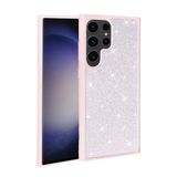 Elfia Samsung Galaxy S23 Ultra ile Uyumlu Parlak Taşlı Kamera Korumalı Silikon Kılıf, Ston Pembe