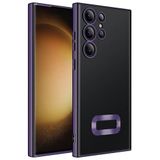 Elfia Samsung Galaxy S23 Ultra ile Uyumlu Şeffaf Silikon Kamera Korumalı Kılıf, Omega Derin Mor