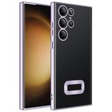 Elfia Samsung Galaxy S23 Ultra ile Uyumlu Şeffaf Silikon Kamera Korumalı Kılıf, Omega Lila