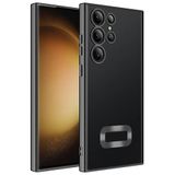 Elfia Samsung Galaxy S23 Ultra ile Uyumlu Şeffaf Silikon Kamera Korumalı Kılıf, Omega Siyah