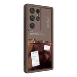 Elfia Samsung Galaxy S23 Ultra ile Uyumlu Silikon Baskılı Kamera Korumalı Kılıf, Klas Koyu Kahve