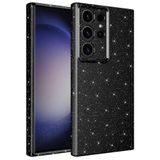 Elfia Samsung Galaxy S23 Ultra ile Uyumlu Silikon Simli Kamera Korumalı Kılıf, Coton Siyah
