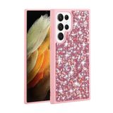 Elfia Samsung Galaxy S23 Ultra ile Uyumlu Taşlı Tasarım Parlak Sert Silikon Kılıf, Linea Pembe