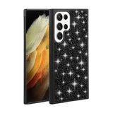 Elfia Samsung Galaxy S23 Ultra ile Uyumlu Taşlı Tasarım Parlak Sert Silikon Kılıf, Linea Siyah