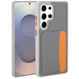 Elfia Samsung Galaxy S24 Ultra ile Uyumlu Kılıfı Kartlık Bölmeli Cüzdan Yumuşak Silikon Deri Görünüm Kamera Lens Korumalı Mat Renkli Kapak XKart Koyu Gri