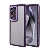 Elfia Samsung Galaxy S24 Ultra ile Uyumlu Silikon Kamera Korumalı Çerçevesi Renkli Kılıf, Vitamin Derin Mor