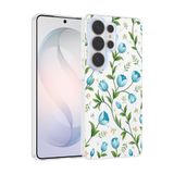 Elfia Samsung Galaxy S25 Ultra ile Uyumlu Kılıfı Desenli Şeffaf Sert Silikon Kamera Lens Korumalı İnce Kapak Klip Mavi Lale
