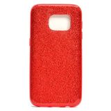 Elfia Samsung Galaxy S7 ile Uyumlu Silikon Parlak Simli İnce Kılıf, Kırmızı