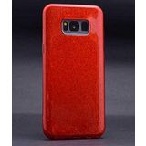 Elfia Samsung Galaxy S8 Plus ile Uyumlu Silikon Parlak Simli İnce Kılıf, Kırmızı