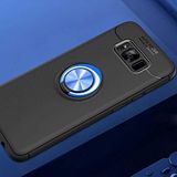 Elfia Samsung Galaxy S8 Plus ile Uyumlu Silikon Yüzük Standlı Mıknatıslı Kılıf, Ravel Siyah-Mavi