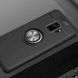 Elfia Samsung Galaxy S9 ile Uyumlu Silikon Yüzük Standlı Mıknatıslı Kılıf, Ravel Siyah