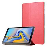 Elfia Samsung Galaxy Tab A SM-T590 T595 T597 ile Uyumlu Kılıf Arkası Şeffaf 2 Farklı Stand Olabilen Sert Silikon İnce Tablet Kılıfı Kırmızı