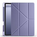 Elfia Samsung Galaxy Tab A9 Plus SM-X210 X215 X216 X218 ile Uyumlu Kılıf Silikon Yumuşak 4 Farklı Stand Olabilen Kalem Bölmeli Kapaklı Tablet Kılıfı Mor