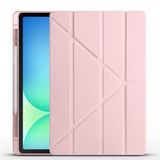 Elfia Samsung Galaxy Tab S10 FE Plus SM-X620 X626B ile Uyumlu Kılıf Silikon Yumuşak 4 Farklı Stand Olabilen Kalem Bölmeli Kapaklı Tablet Kılıfı Rose Gold