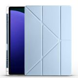 Elfia Samsung Galaxy Tab S10 Ultra SM-X920 X926 ile Uyumlu Kılıf Silikon Yumuşak 4 Farklı Stand Olabilen Kalem Bölmeli Kapaklı Tablet Kılıfı Mavi