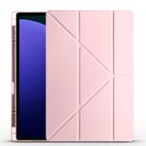 Elfia Samsung Galaxy Tab S10 Ultra SM-X920 X926 ile Uyumlu Kılıf Silikon Yumuşak 4 Farklı Stand Olabilen Kalem Bölmeli Kapaklı Tablet Kılıfı Rose Gold