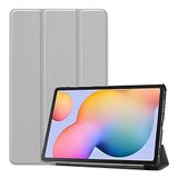 Elfia Samsung Galaxy Tab S6 Lite SM-P610 P613 P615 P617 P619 ile Uyumlu Kılıf Arkası Şeffaf 2 Farklı Stand Olabilen Sert Silikon İnce Tablet Kılıfı Gri