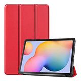 Elfia Samsung Galaxy Tab S9 FE Plus SM-X610 X616 ile Uyumlu Kılıf Arkası Şeffaf 2 Farklı Stand Olabilen Sert Silikon İnce Tablet Kılıfı Kırmızı